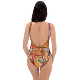 One-Piece Swimsuit with artistic abstract design - slave to the rhythm