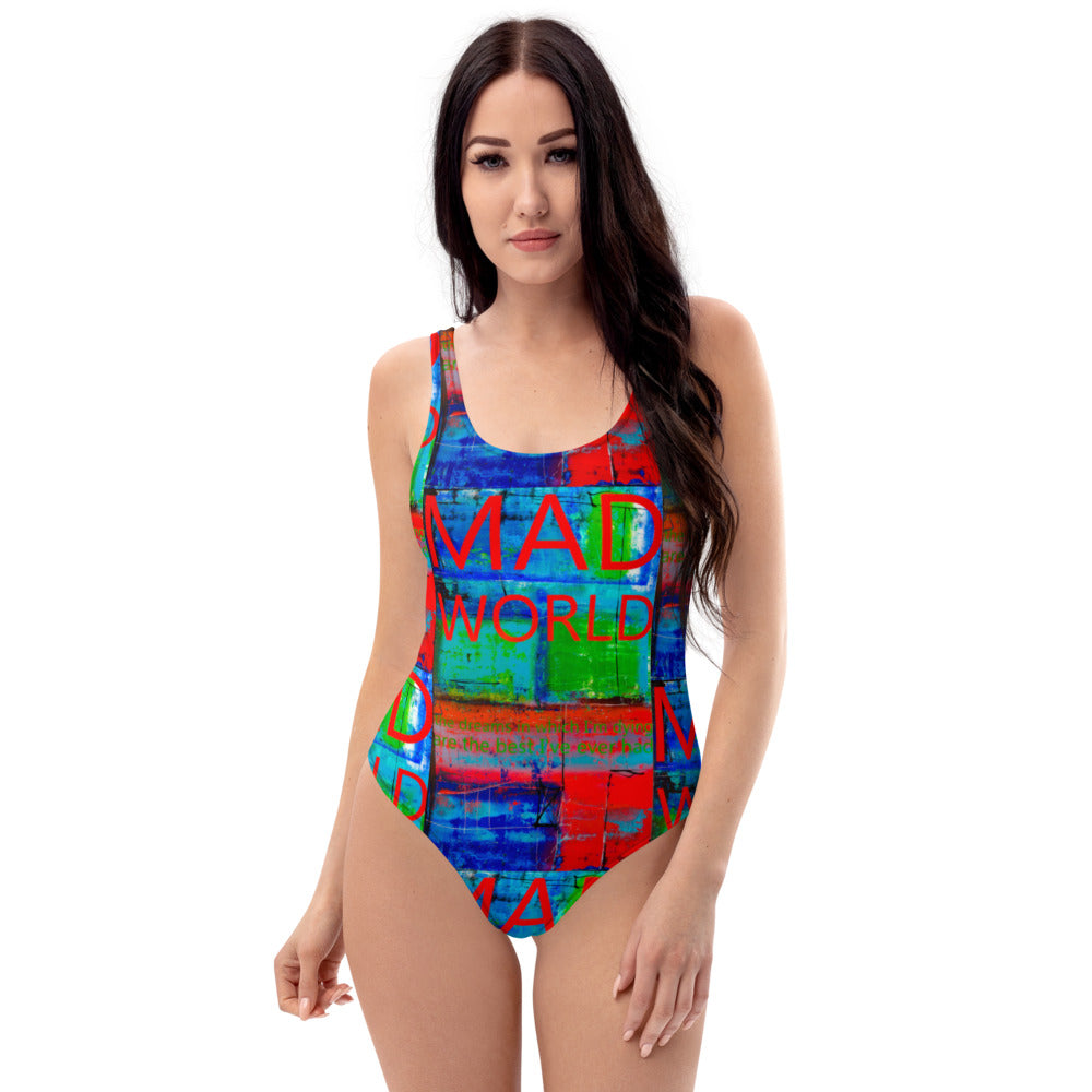 One-Piece Swimsuit with artistic abstract design - mad world