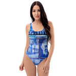 One-Piece Swimsuit with artistic abstract design - a