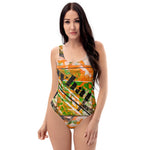 One-Piece Swimsuit with artistic abstract design - what