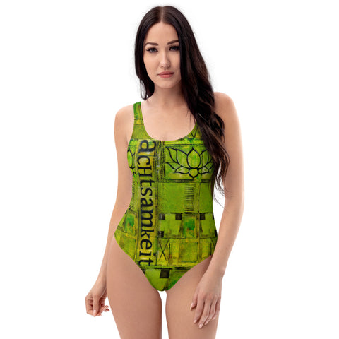 One-Piece Swimsuit with artistic abstract design - achtsamkeit (mindfulness)