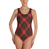 Red tartan designer Swimsuit - rihanna