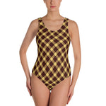 Yellow tartan designer swimsuit - yvonne