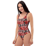 One-Piece Swimsuit with artistic abstract design - kissin