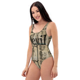 One-Piece Swimsuit with artistic abstract design - devil