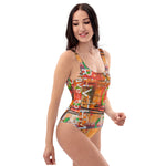One-Piece Swimsuit with artistic abstract design - slave to the rhythm