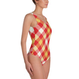 Red tartan designer swimsuit - ralf