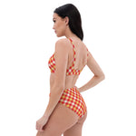 Sustainable recycled high-waisted bikini - tartan Ralf red