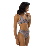 Sustainable recycled high-waisted bikini - tartan Gil grey
