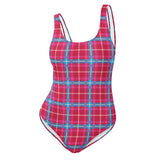 Pink tartan designer swimsuit - penelope