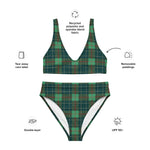 Sustainable recycled high-waisted bikini - tartan paddy green