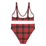 Sustainable recycled high-waisted bikini - tartan Ruben red