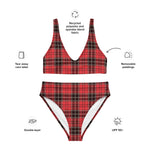 Sustainable recycled high-waisted bikini - tartan Ruben red