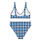 Sustainable recycled high-waisted bikini - tartan Barbara blue