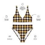Sustainable recycled high-waisted bikini - tartan Bob yellow black