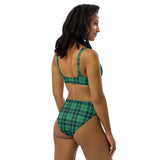 Sustainable recycled high-waisted bikini set - tartan paul green