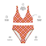 Sustainable recycled high-waisted bikini - tartan Ralf red