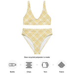 Sustainable recycled high-waisted bikini - yellow tartan yves